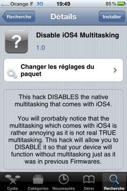 Désactiver le multitâche sous iOS 4 (JB)