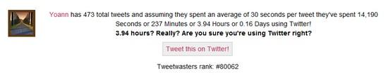 tweetwasters Calculez combien de temps en moyenne vous passez sur Twitter