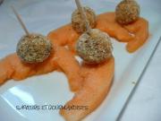 Mini-brochettes mozzarella panées et melon