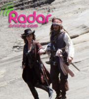 Photos du Tournage Pirates des Caraibes 4 - La Fontaine de Jouvence - Capitaine Jack Sparrow et Angelica