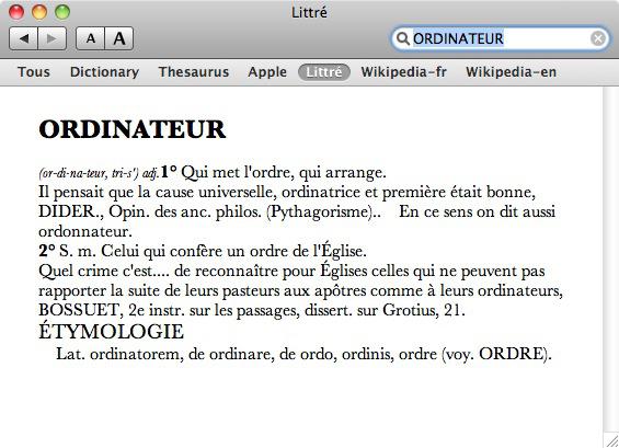 Dictionnaire français pour Mac OS X