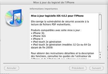 Apple met en ligne iOS 4.0.2 pour contrer JailbreakMe