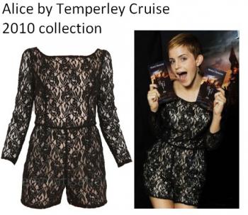 Emma Watson porte une combi-short de Temperley Cruise
