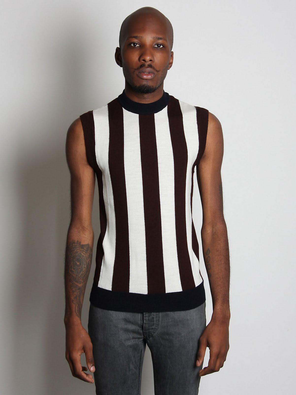 RAF SIMONS - Sleeveles(s) Striped Sweater x 2