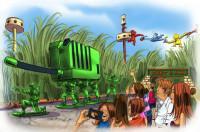 Talkie Walkie Géant dans la File d'Attente de Toy Story Mission Parachute à Toy Story Playland