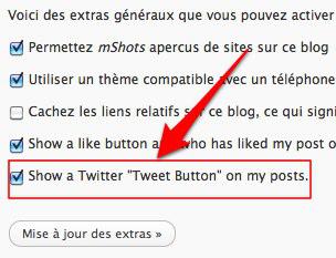 wordpress twitter bouton 1 Comment intégrer le bouton Twitter à votre blogue [Wordpress]