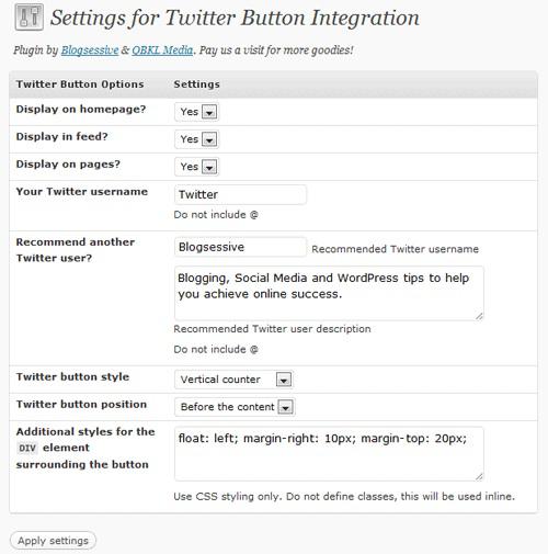 twitter button wordpress plugin Comment intégrer le bouton Twitter à votre blogue [Wordpress]