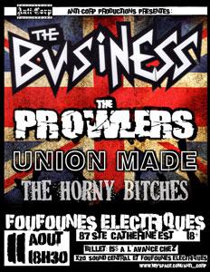 The Business + The Prowlers + Union Made aux Foufounes Electriques le 11/08/2010