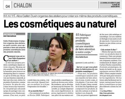 Article dans le Journal de Saône et Loire aujourd'hui