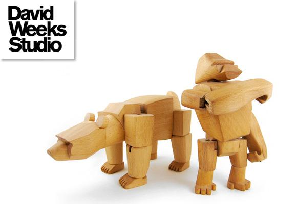 DAVID WEEKS STUDIO // wooden bear, elephant, gorilla, rhino toys