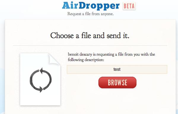 airdropper 1 AirDropper : demandez un fichier à un contact qui le déposera sur votre Dropbox