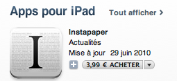 iTunes8 Instapaper sur iPhone/iPad