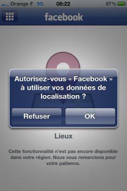 Places : Facebook vous géolocalise sur iPhone