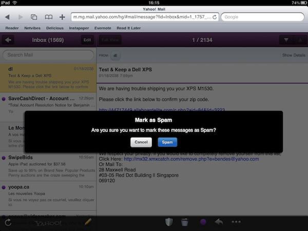 yahoo mail ipad 2 Yahoo Mail offre à son tour une version iPad