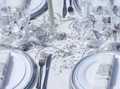 Table mariage vaisselle jetable argentée