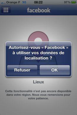 facebook-lieux Facebook 3.2.2 corrige les problèmes de login