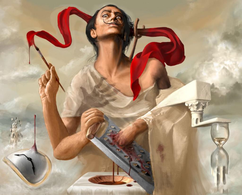 Autoportrait de Dali à l'écharpe rouge 