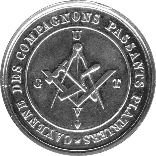Une médaille de Compagnon Passant plâtrier de la Cayenne de Nîmes, Matthieu Ferbos dit « La Pensée de Langon »