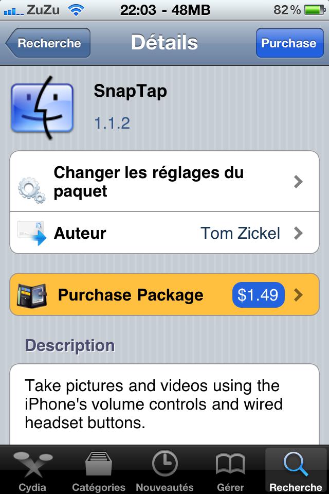 SnapTap 1.1.2 – Prendre des photos avec les boutons volumes