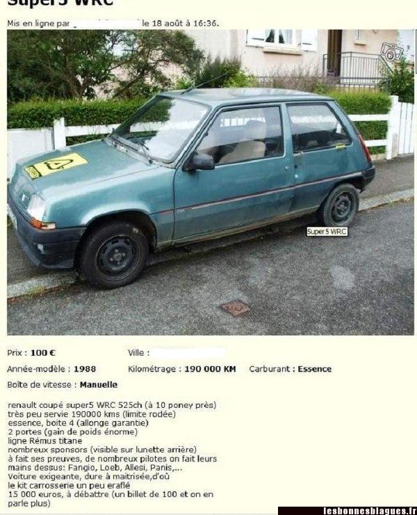 vends super 5 wrc 525 ch très peu servie