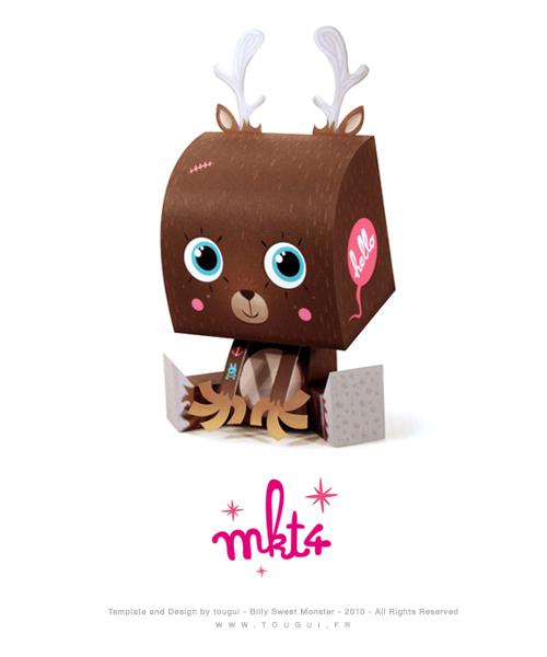 Paper toys Billy Sweet Monster by Tougui & custom by MKT4