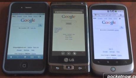 Test navigateur internet iPhone 4 vs. Windows Phone 7 vs. Nexus One