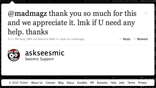 Service client Twitter Seesmic 2