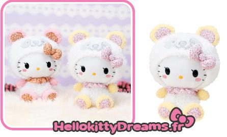 Peluches Hello kitty Colorful Bunny et Panda