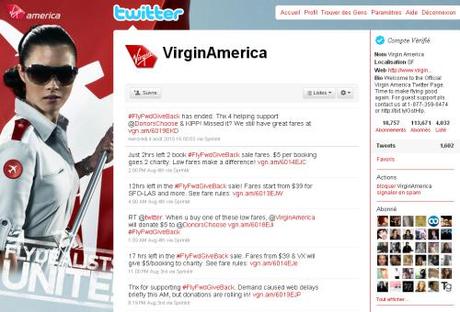 Virgin America, Twitter, et le caritatif