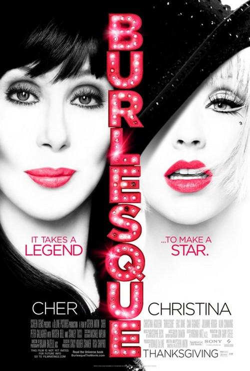 Voici l'affiche du film Burlesque avec Christina Aguilera et Cher