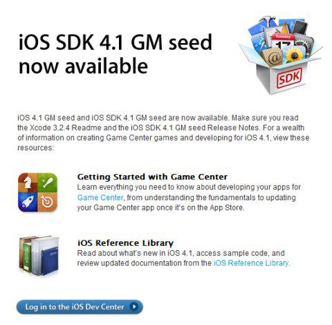 iOS 4.1 disponible pour les développeurs