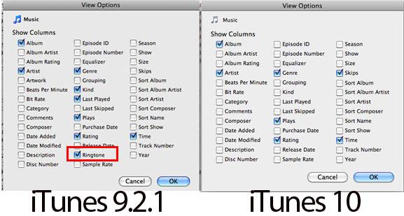 Plus de création de sonneries iPhone sur iTunes 10...