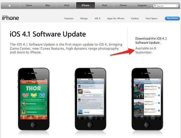 iPhone iOS 4.1 c'est pour le 8 septembre...