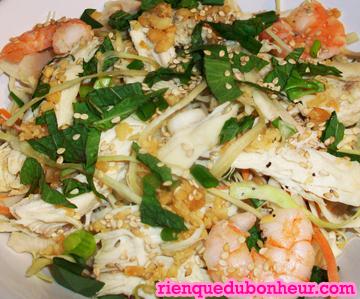 salade chinoise choux blanc poulet crevettes