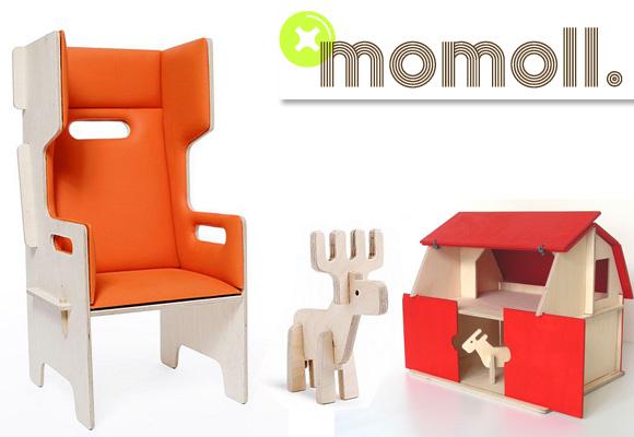 MOMOLL // highback chair, Far Far play barn, Enzo wooden animals set