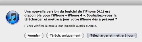 iTunesEcranSnapz001 850 Apple lance liOS 4.1 pour iPhone/iPod