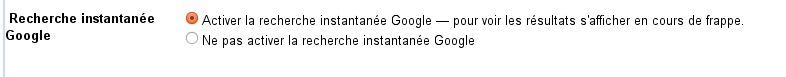 Désactiver la Recherche instantanée de Google