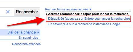 google desactiver recherche instantanee Google lance la recherche instantanée [Astuces]