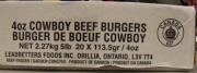 Leadbetters Cowboy Beef Burgers - quantité nette