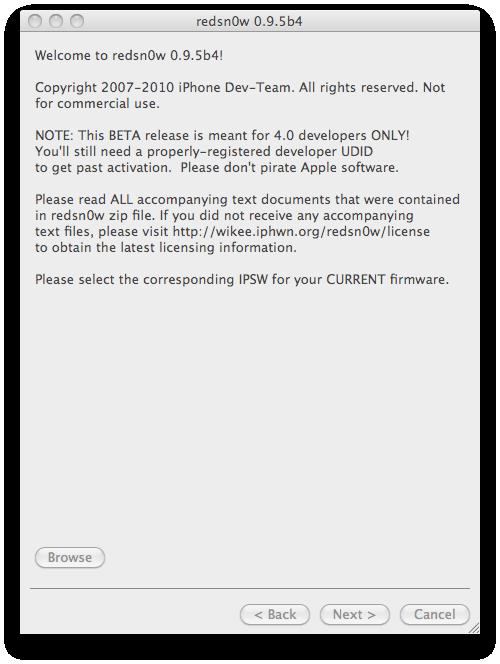 TUTO : Jailbreak iOS 4.1 iPhone 3G et iPod Touch 2G non MC par Redsn0w 0.9.5 bêta 5
