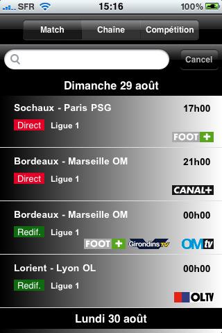 Match TV : Programme TV iPhone 100% Football