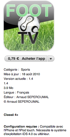 Ne ratez plus un match de football grâce à Foot TV iTunes5 Ne ratez plus un match de football grâce à Foot TV