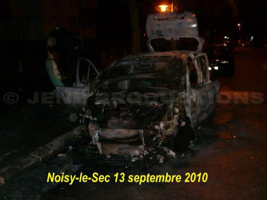 Et encore une voiture incendiée cette nuit à Noisy-le-Sec