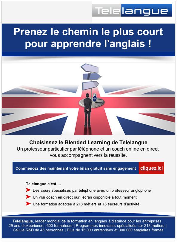 Telelangue vous invite à réviser votre anglais dans son emailing