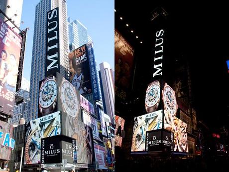 MILUS donne l’heure sur Times Square à New York