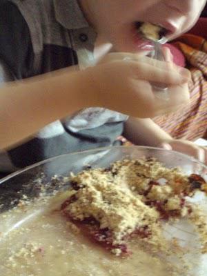 Crumble de rhubarbe, pommes et cranberries