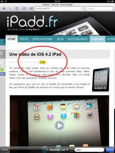 Safari iPad version 4.2 intègre la recherche dans les pages