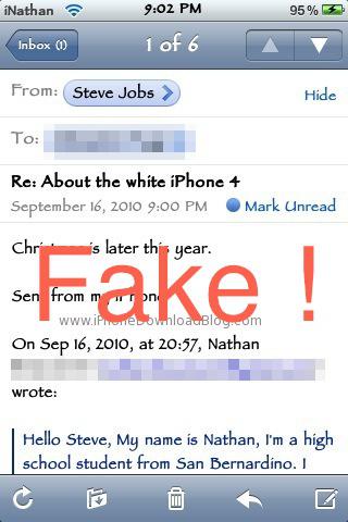 iPhone 4 Blanc pour Noël – Le mail était un faux !