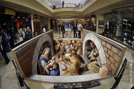 9 Nativity kurt wenner art de rue 550x369 Kurt Wenner : Art de rue insolite, dessin et peintures de lArtiste