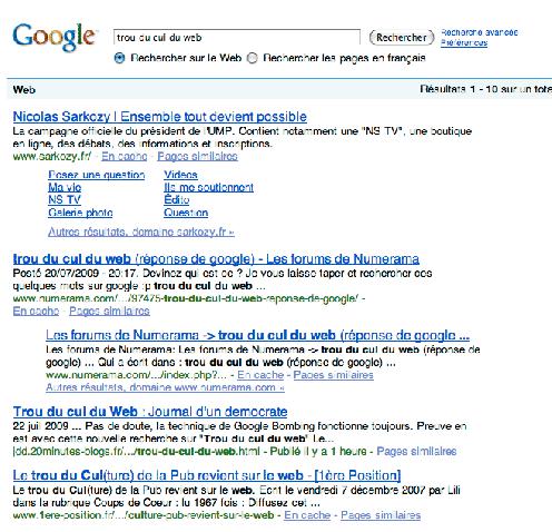 Sarkozy, Google, et le « trou du cul »